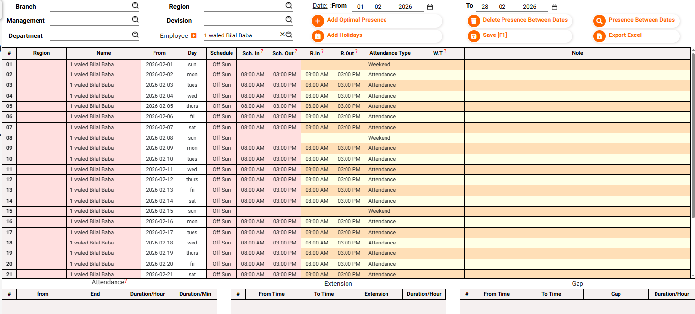 Attendance Treatment