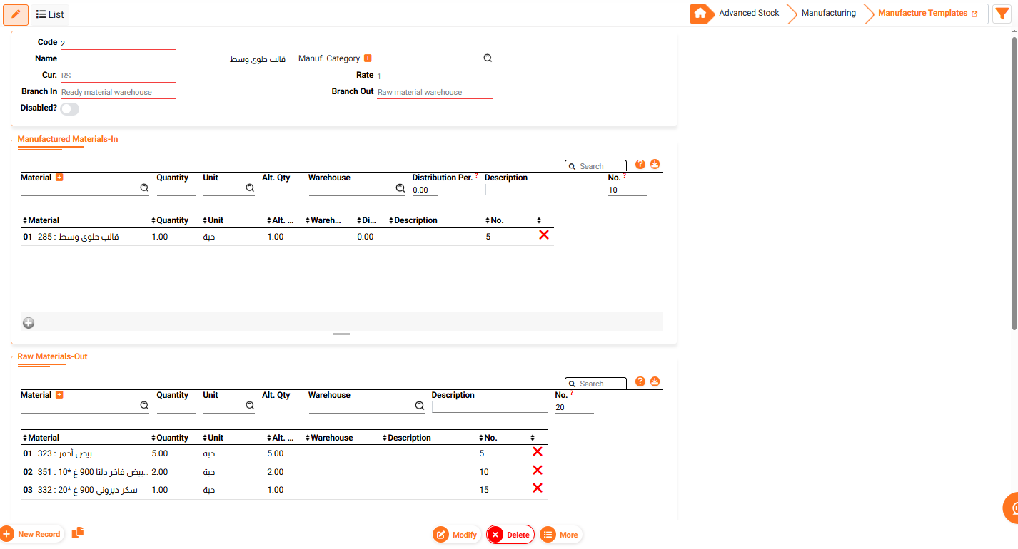 Manufacturing Templates